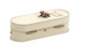 photo of a wollen baby casket