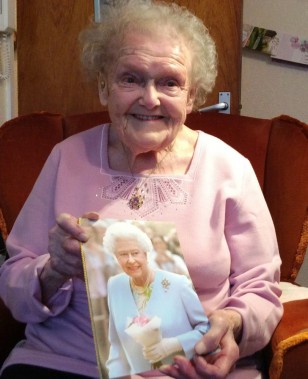 Lily's 100th Birthday 'telegram' from the Queen photo of Lily with her 100th Birthday telegram from HM Queen