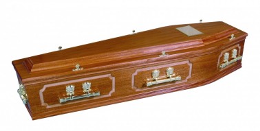 Coffin with Panels and bar handles Manchester Undertakers