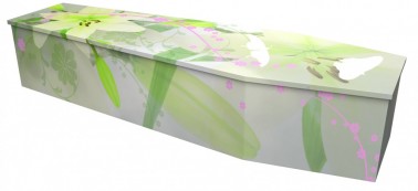photo of a flower cardbaord coffin